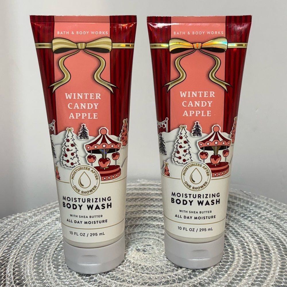 BBW Winter Candy Apple Moisturizing Body Wash Shower Gel Set of 2 NWT